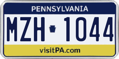 PA license plate MZH1044