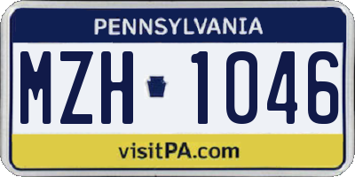 PA license plate MZH1046