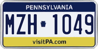 PA license plate MZH1049