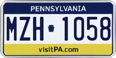 PA license plate MZH1058