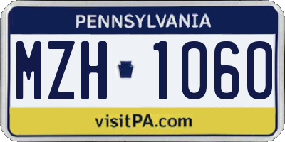 PA license plate MZH1060