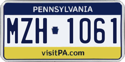 PA license plate MZH1061