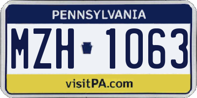PA license plate MZH1063