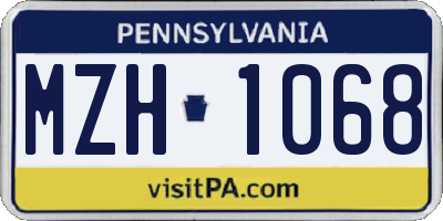PA license plate MZH1068