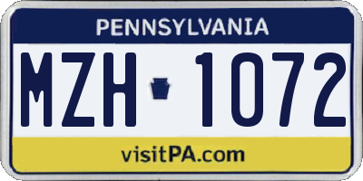 PA license plate MZH1072