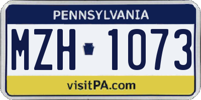 PA license plate MZH1073