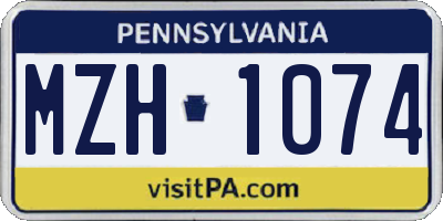 PA license plate MZH1074