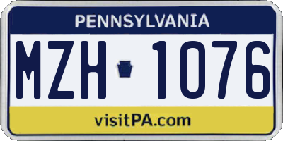 PA license plate MZH1076