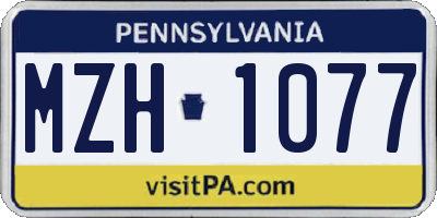 PA license plate MZH1077