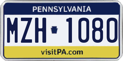 PA license plate MZH1080