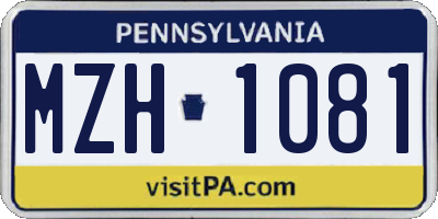 PA license plate MZH1081