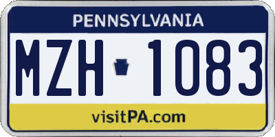 PA license plate MZH1083