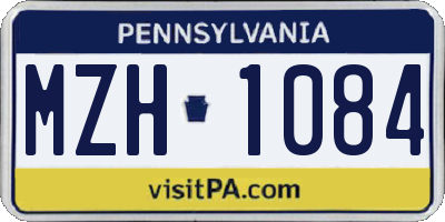PA license plate MZH1084