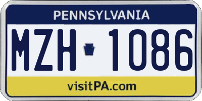 PA license plate MZH1086