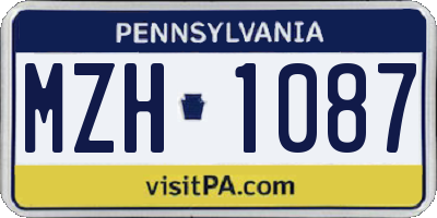 PA license plate MZH1087