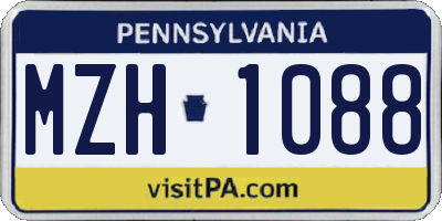 PA license plate MZH1088