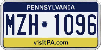 PA license plate MZH1096