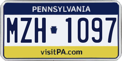 PA license plate MZH1097