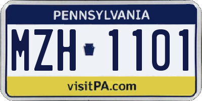 PA license plate MZH1101