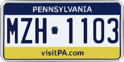 PA license plate MZH1103