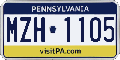 PA license plate MZH1105