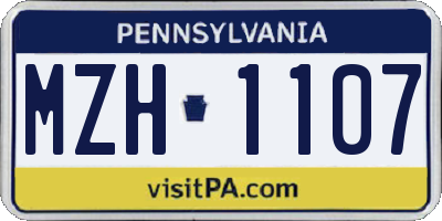 PA license plate MZH1107