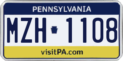 PA license plate MZH1108