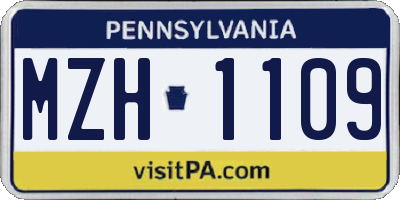 PA license plate MZH1109