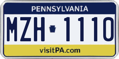 PA license plate MZH1110