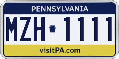 PA license plate MZH1111