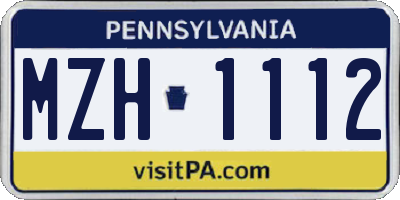 PA license plate MZH1112