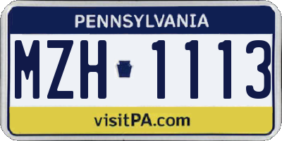 PA license plate MZH1113