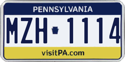 PA license plate MZH1114