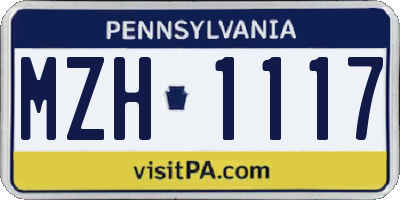 PA license plate MZH1117