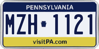 PA license plate MZH1121