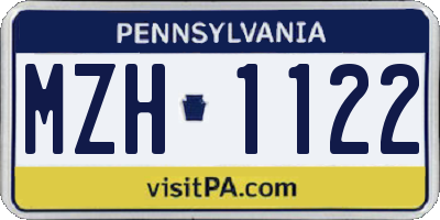 PA license plate MZH1122