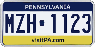 PA license plate MZH1123