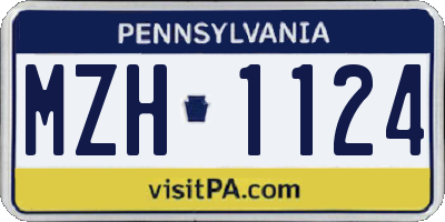 PA license plate MZH1124