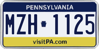 PA license plate MZH1125