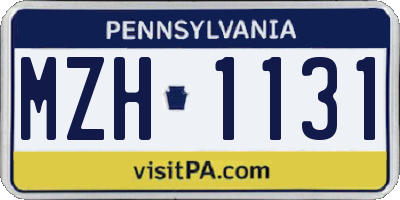 PA license plate MZH1131