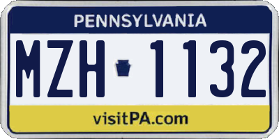 PA license plate MZH1132