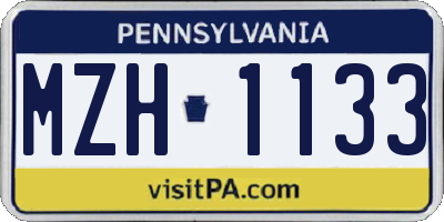 PA license plate MZH1133