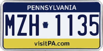 PA license plate MZH1135
