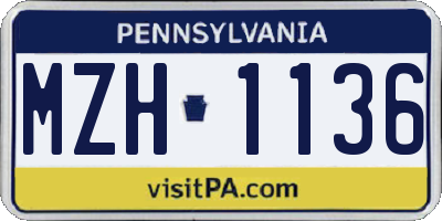 PA license plate MZH1136