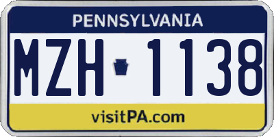 PA license plate MZH1138