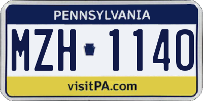 PA license plate MZH1140