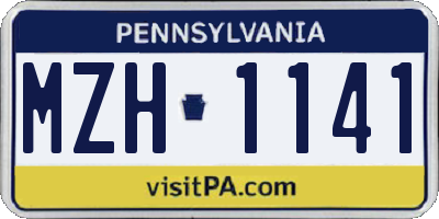 PA license plate MZH1141