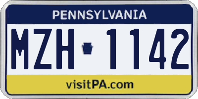 PA license plate MZH1142