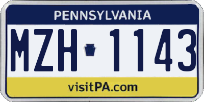 PA license plate MZH1143