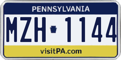 PA license plate MZH1144